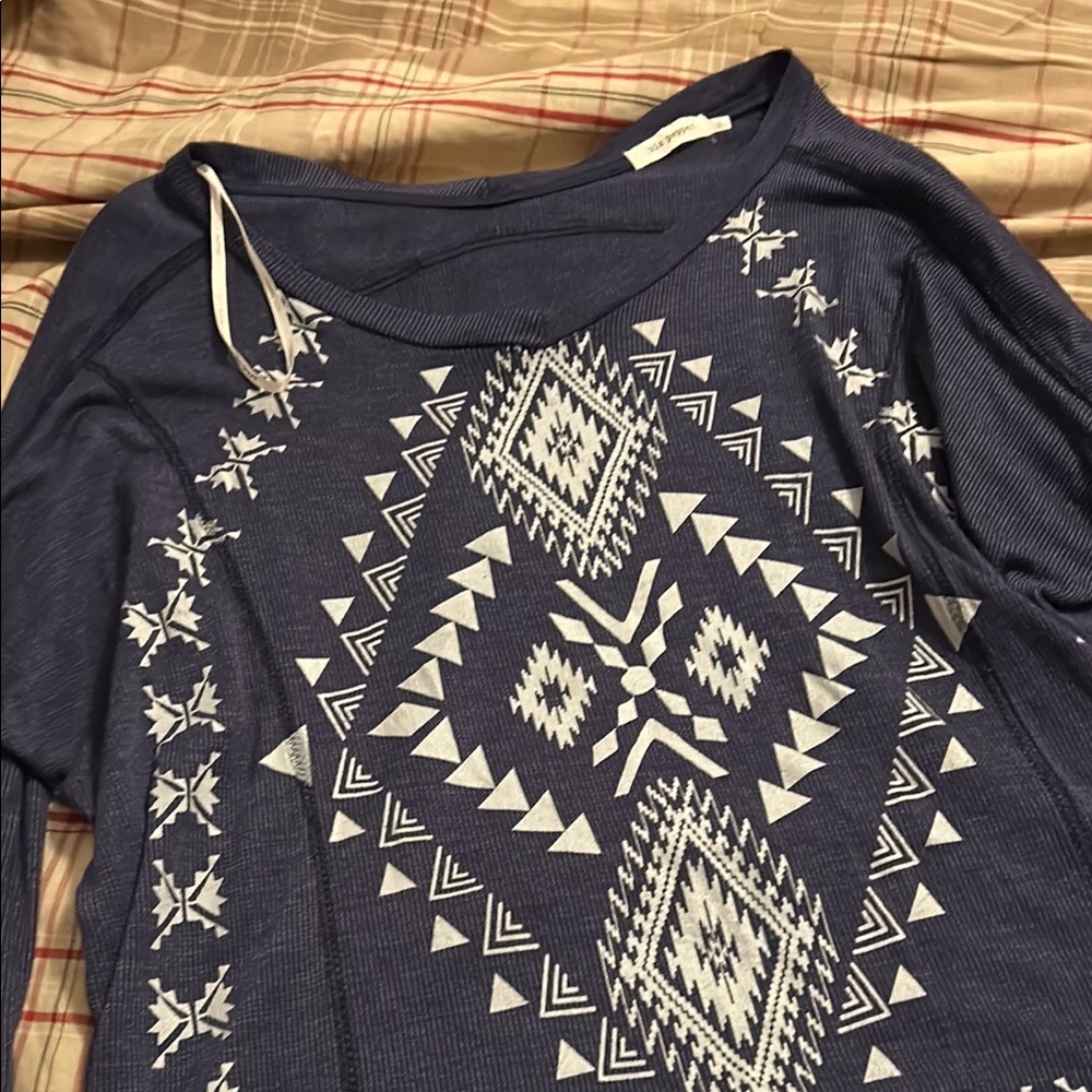 Navy Blue Geometric Pattern Top